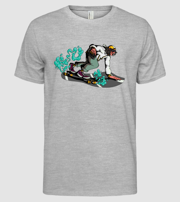 Longboard model gri pe tricou