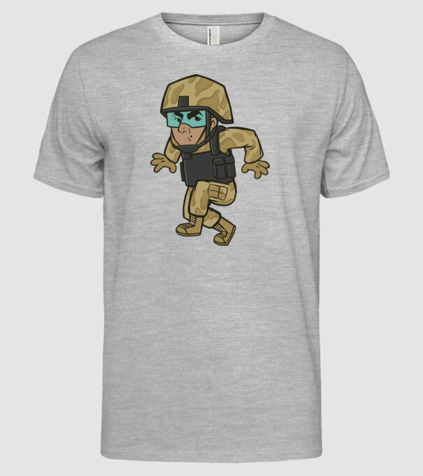 Soldat strecurându-se model gri pe tricou