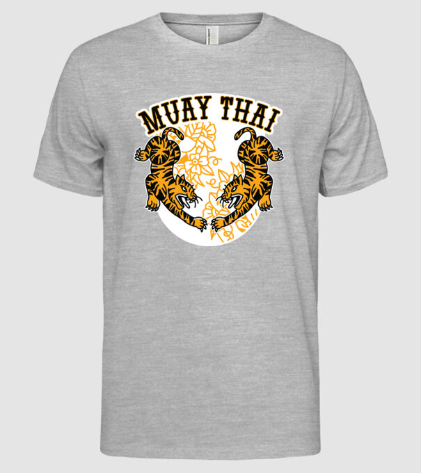 Tigri Muay Thai model gri pe tricou