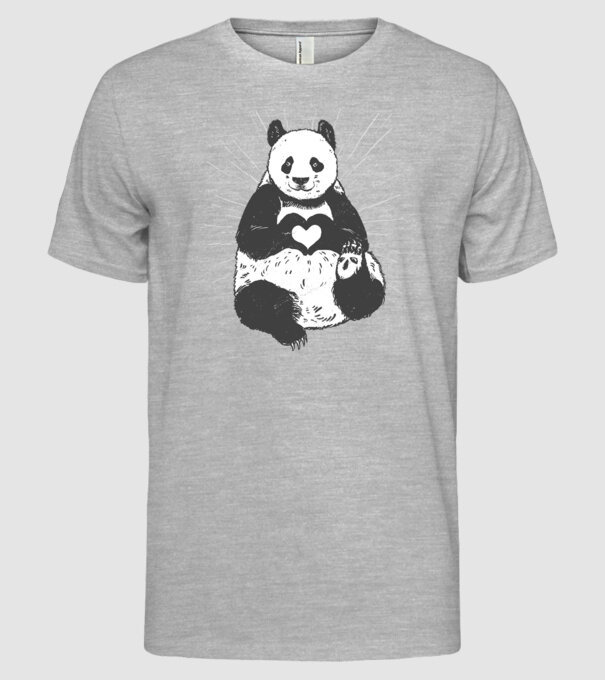 Inimă panda model gri pe tricou