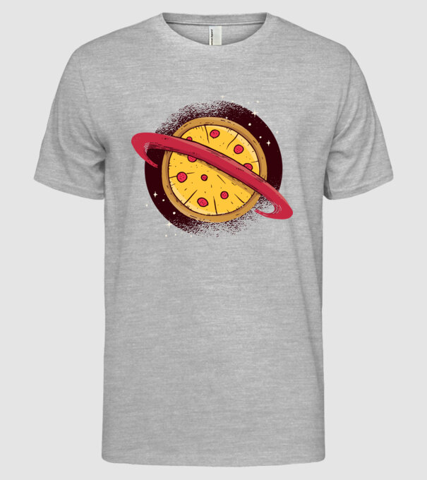 Pizza Planetă model gri pe tricou