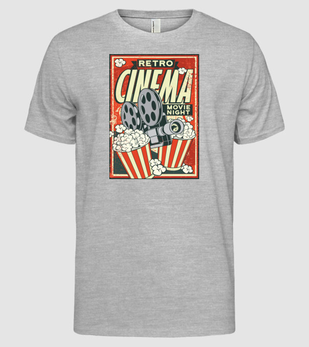 Afiș cinema retro model gri pe tricou