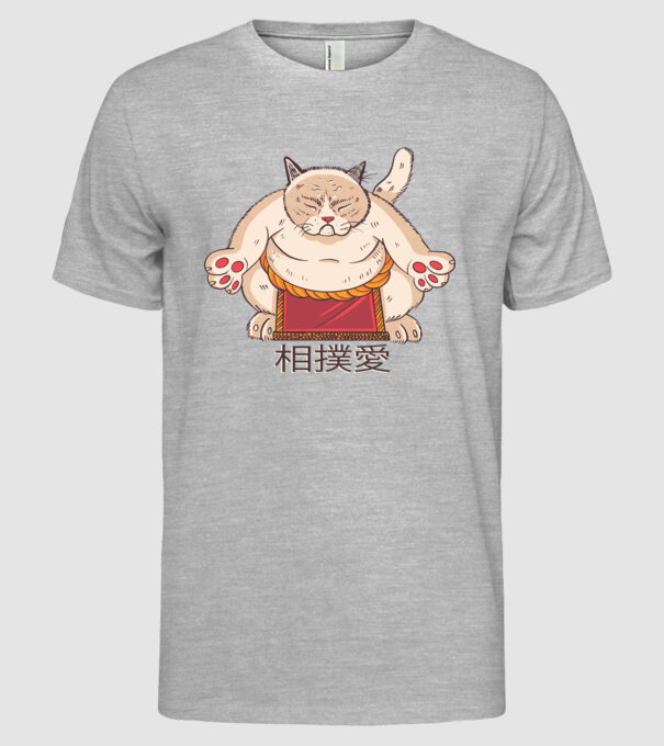 Pisică Sumo model gri pe tricou