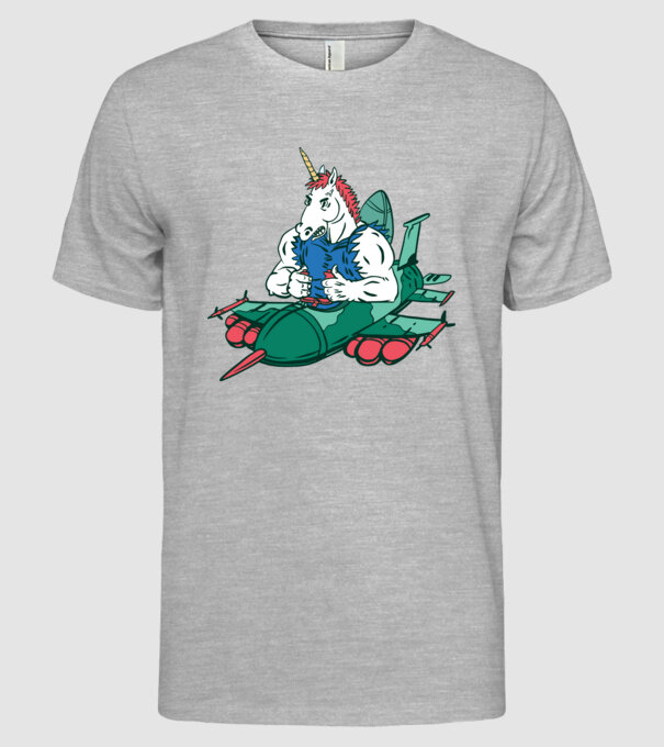 Unicorn Avion de vânătoare model gri pe tricou