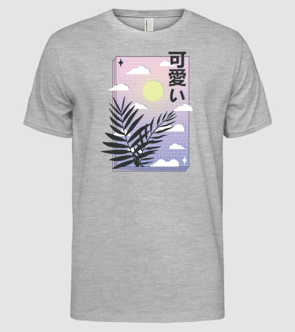Vaporwave Val model gri pe tricou