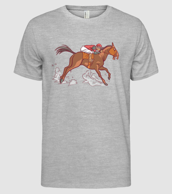 Cal de cursă Călăreț model gri pe tricou