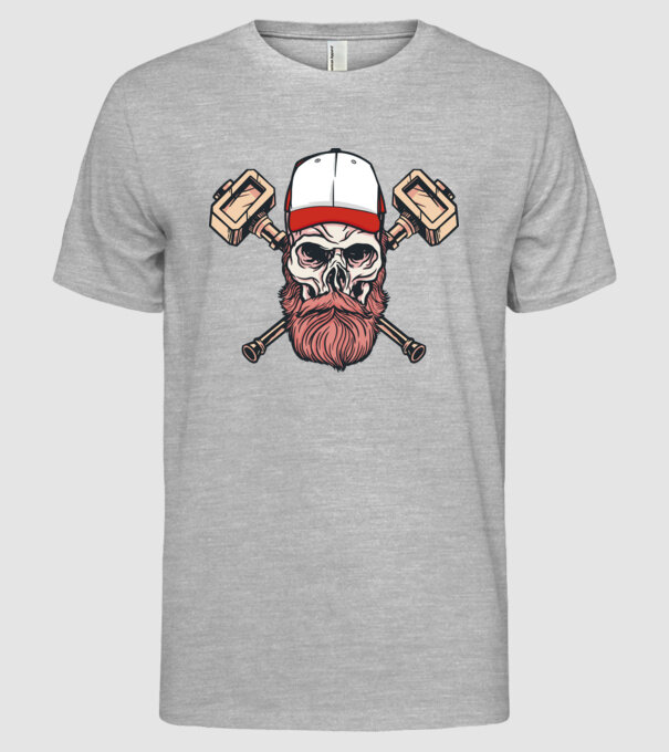 Craniu Viking model gri pe tricou