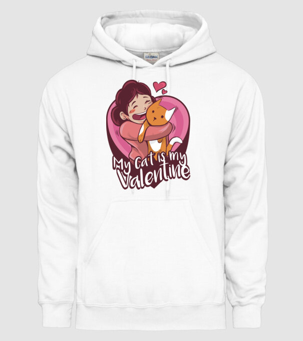 'Pisica mea este dragostea mea Tricou drăguț pentru Valentine''s Day' model alb pe tricou