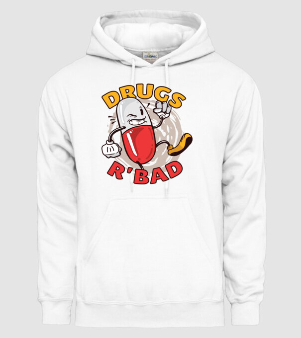 Drogurile sunt rele model alb pe tricou