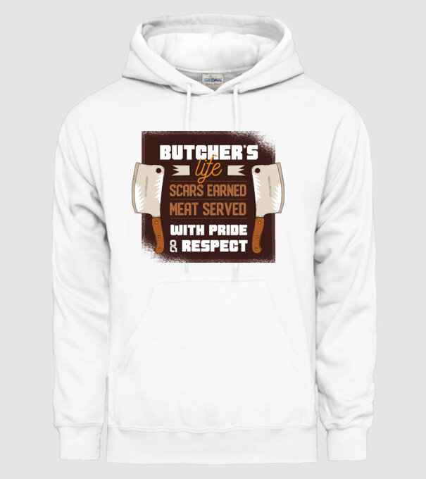 Viața măcelarului model alb pe tricou