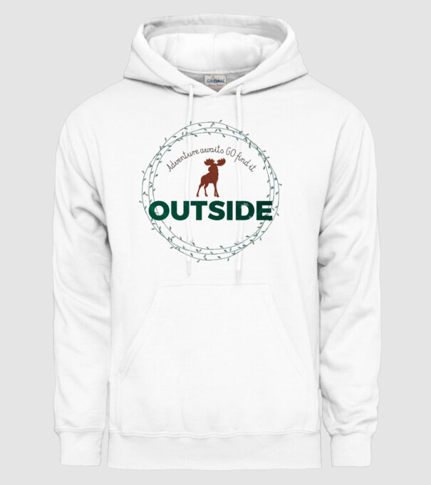 Adventure awaits model alb pe tricou