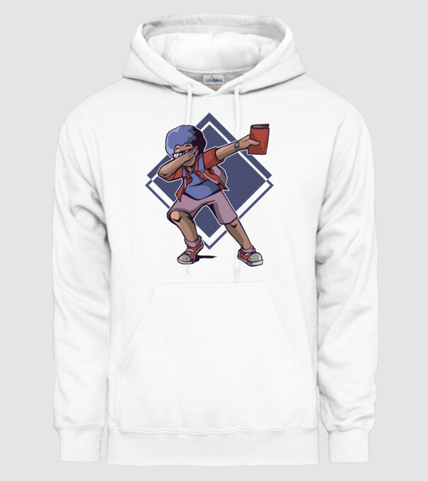 Student afro model alb pe tricou