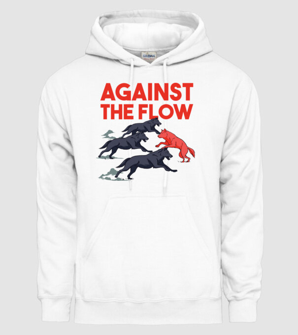 Against the flow - Împotriva curentului model alb pe tricou