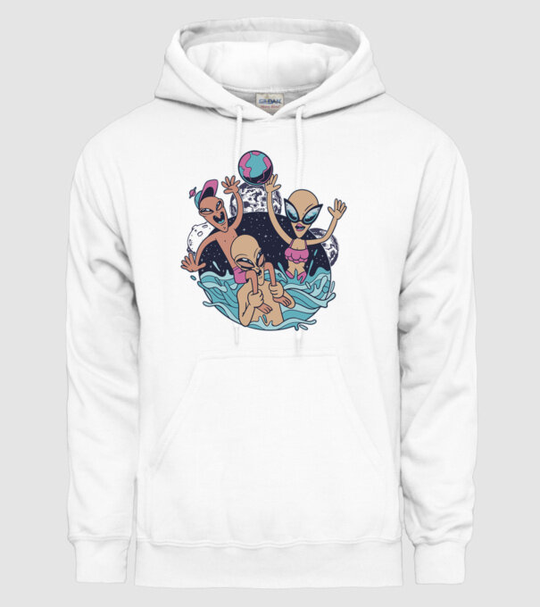 Alien Familie ștrand model alb pe tricou