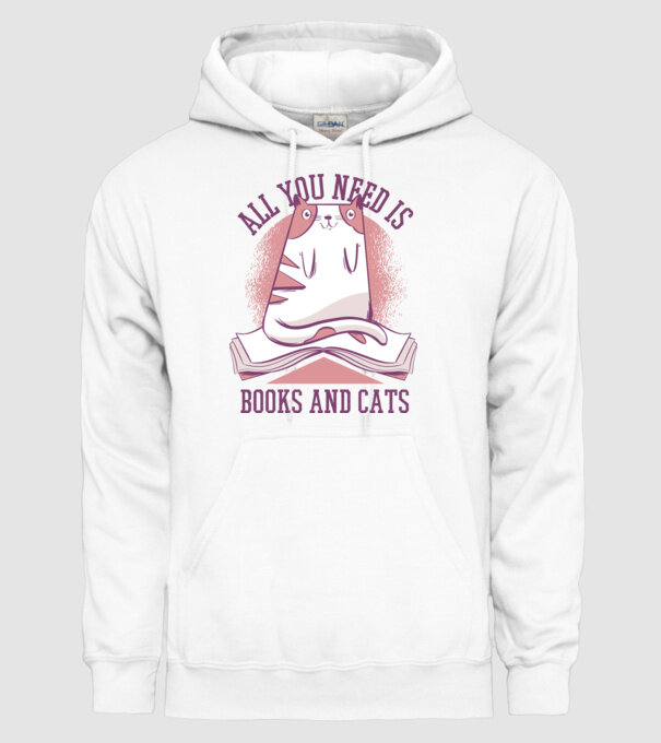 All You Need Is Books And Cats model alb pe tricou