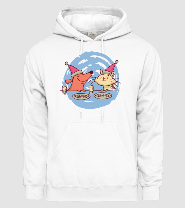 Petrecere de Crăciun animale model alb pe tricou