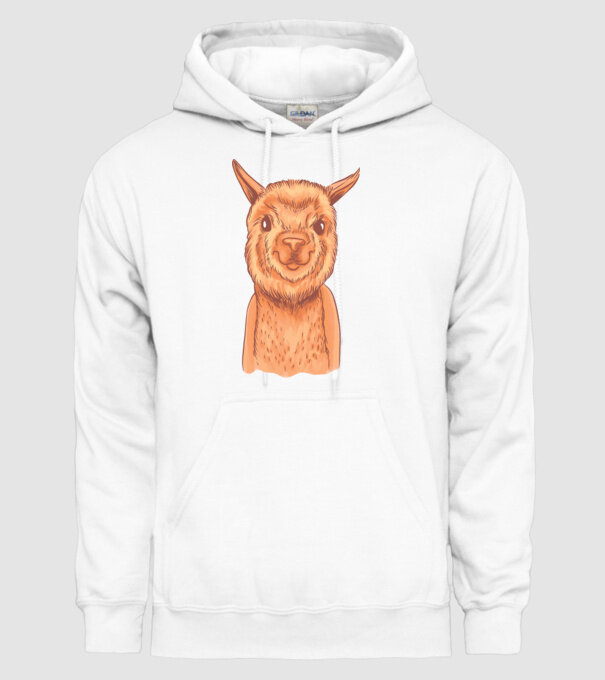 Cap de Alpaca model alb pe tricou
