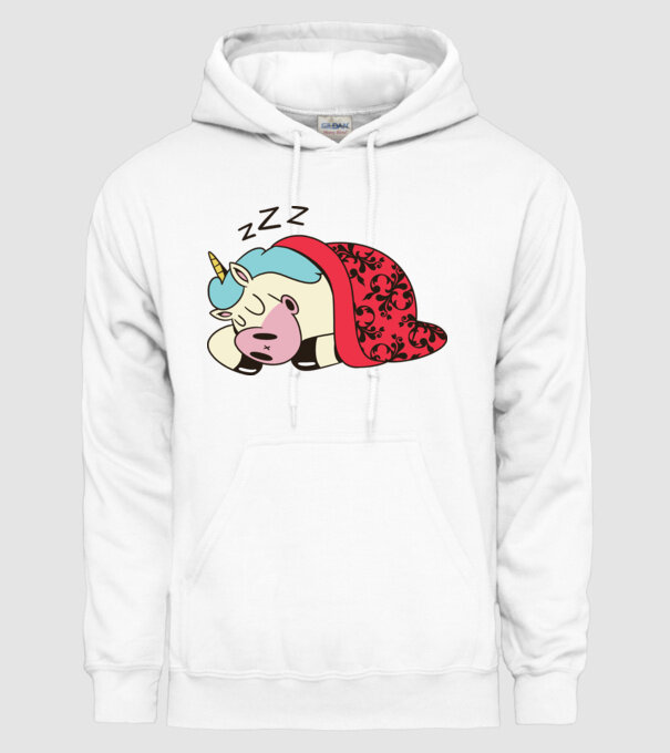 Unicorn adormit model alb pe tricou
