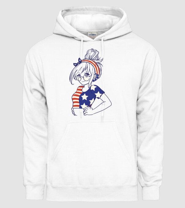 fată Americană Anime model alb pe tricou