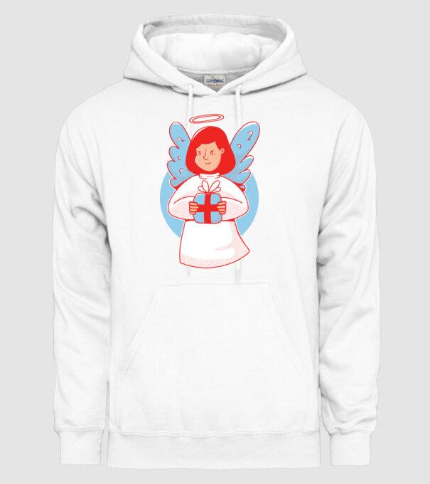Înger cu un cadou model alb pe tricou