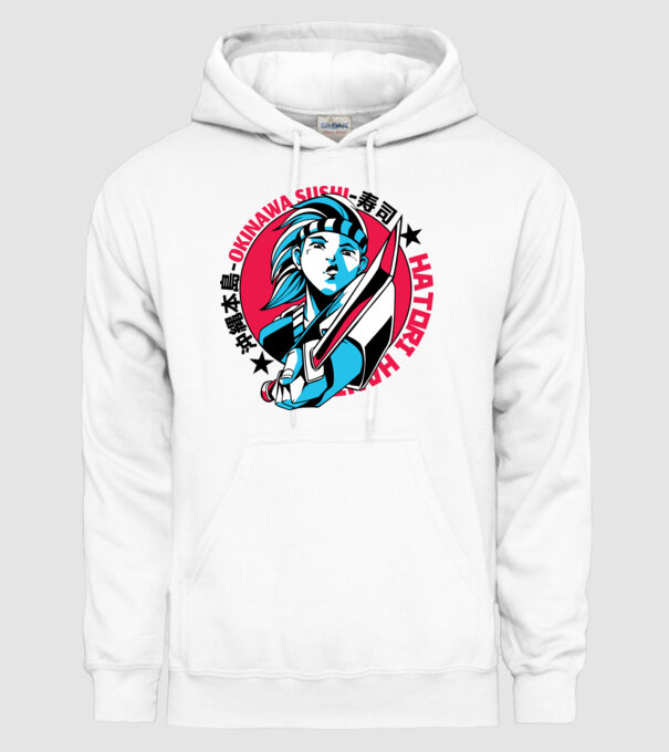 Fată Anime cu sabie model alb pe tricou