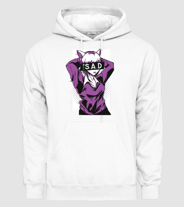 Anime fată tristă model alb pe tricou