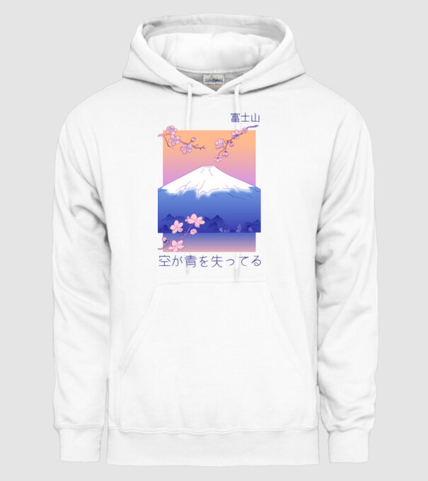 Anime Vaporwave munte model alb pe tricou