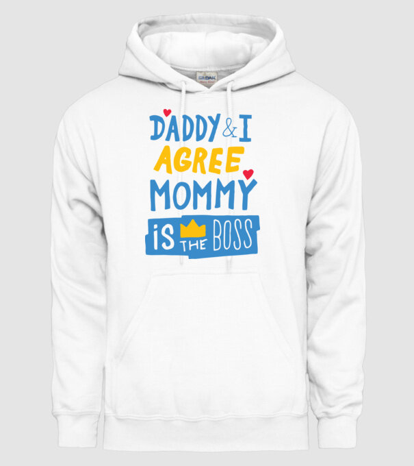 Mama e șefa model alb pe tricou