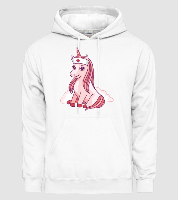 Îngrijitor unicorn model alb pe tricou