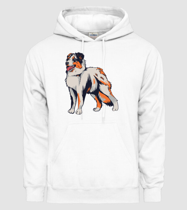 Câine ciobănesc Australian model alb pe tricou