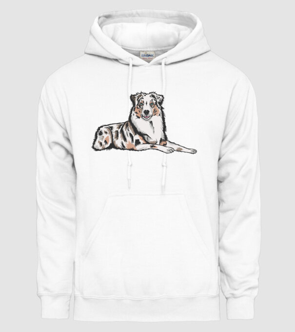 Câine ciobănesc Australian model alb pe tricou