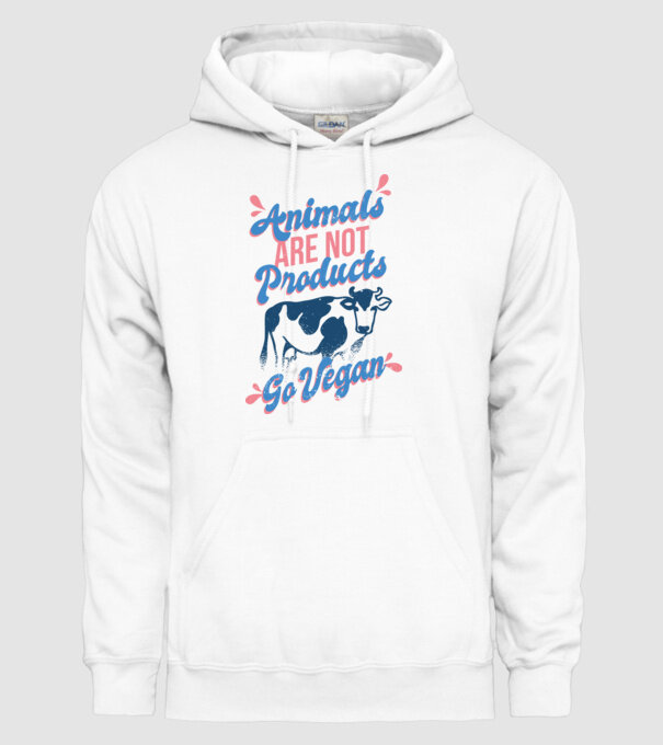 Animalele nu sunt produse, fii vegan tricou model alb pe tricou