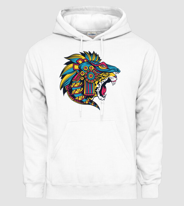 Aztec Jaguar model alb pe tricou