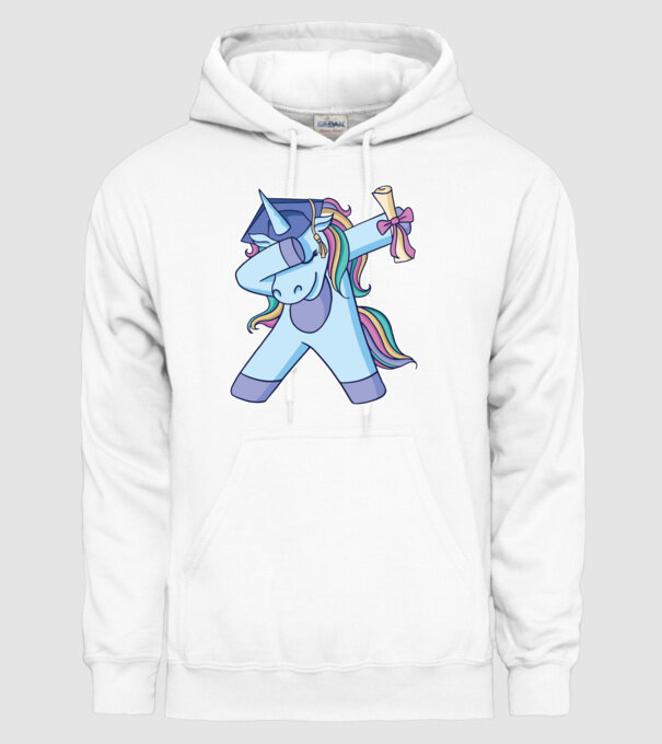 Unicorn Absolvent model alb pe tricou