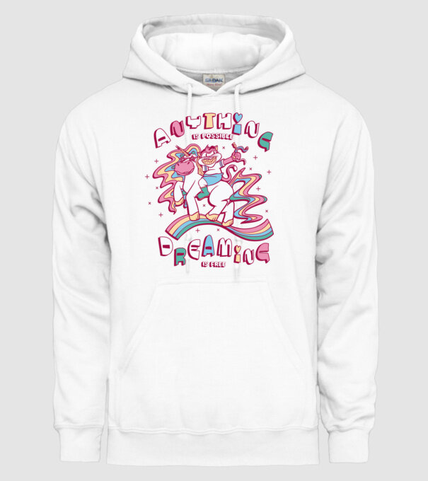 Orice este posibil Unicorn model alb pe tricou