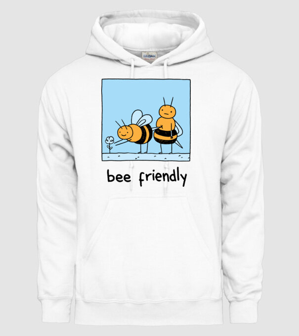 Bee friendly model alb pe tricou