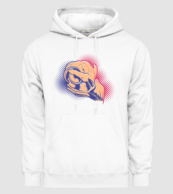 Bird skull model alb pe tricou