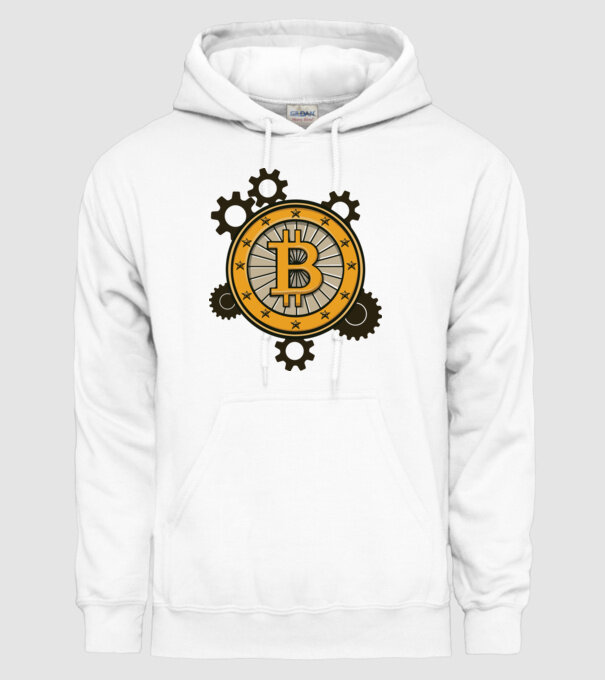 Mecanică Bitcoin model alb pe tricou