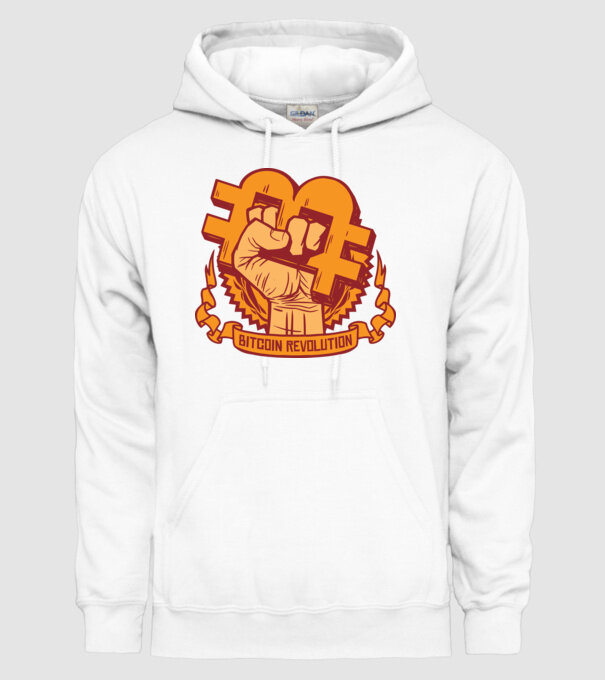 Bitcoin Revolution model alb pe tricou