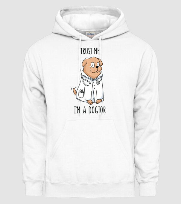 Ai încredere, sunt un Dogtor model alb pe tricou