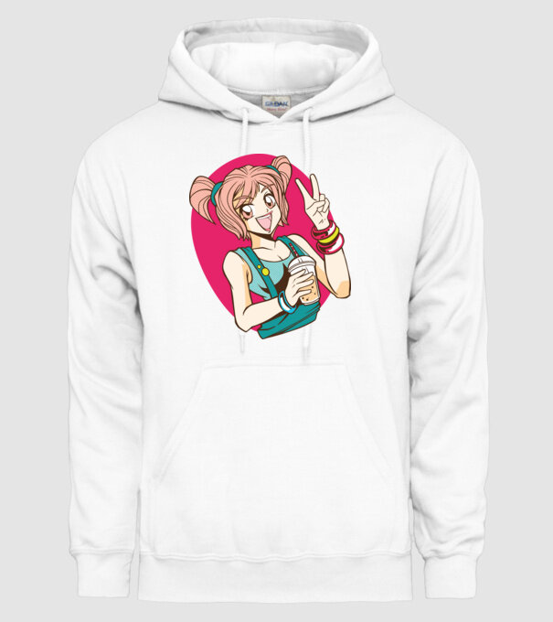 Bobba fată Anime model alb pe tricou