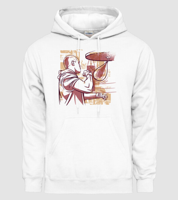 Pugilist model alb pe tricou