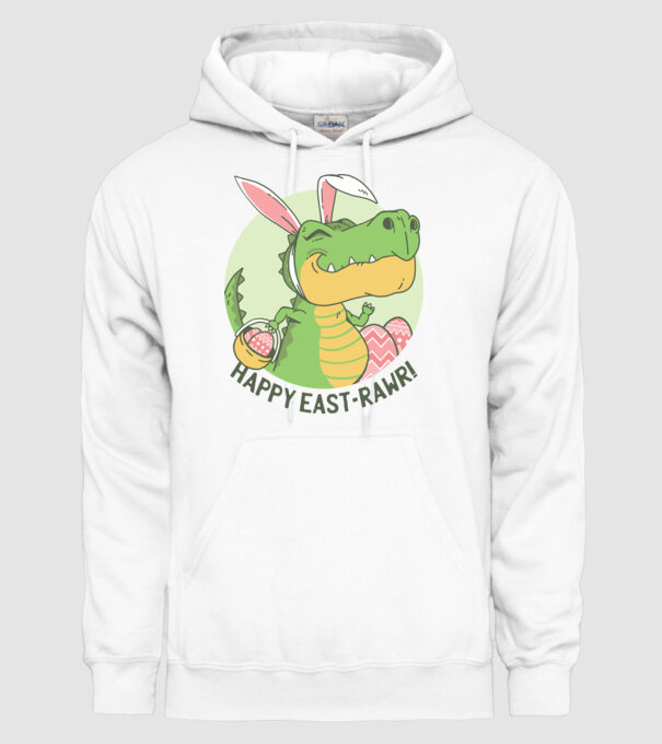 Paște Fericit tricou cu dinozaur model alb pe tricou