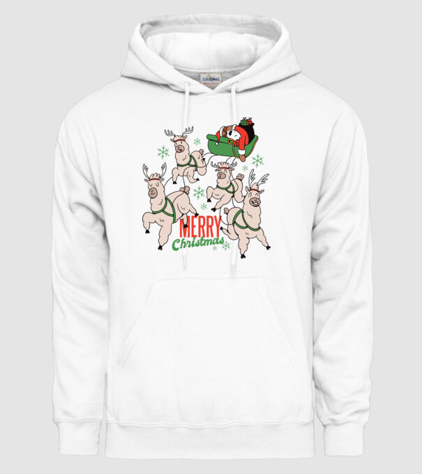 Crăciun Fericit Moș Crăciun Leneș model alb pe tricou