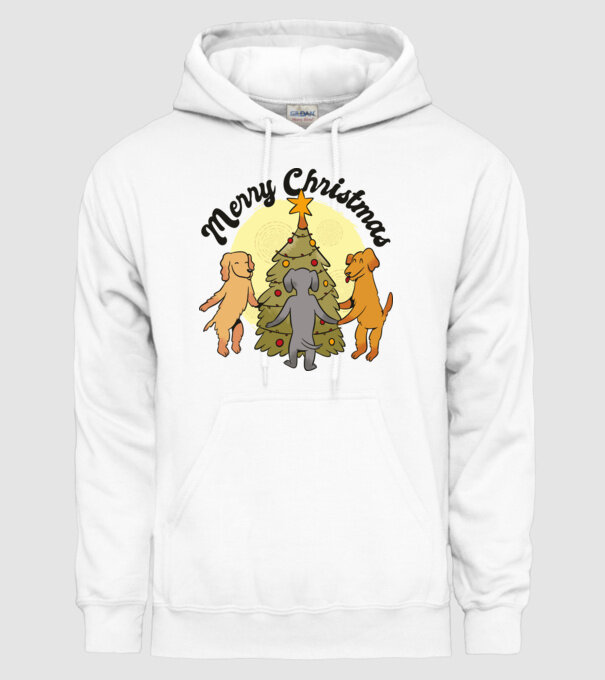 Crăciun fericit cu câine model alb pe tricou