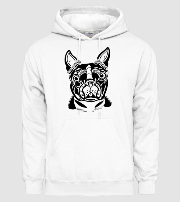 Câine Boston Terrier model alb pe tricou