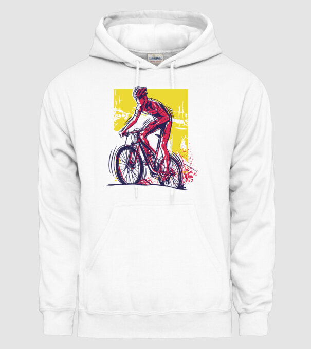 Ciclist model alb pe tricou