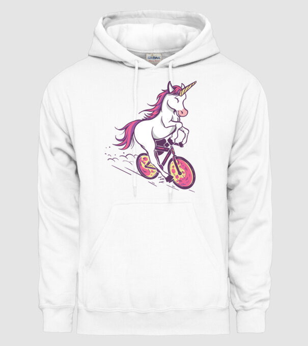 unicorn cu bicicletă model alb pe tricou