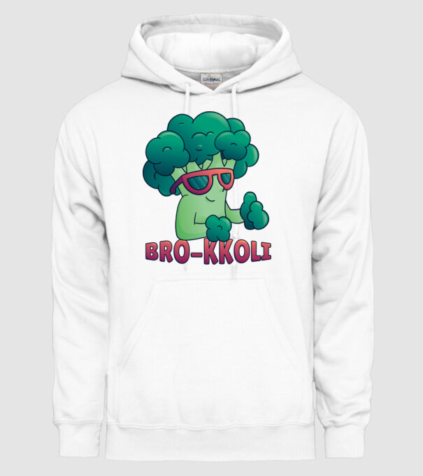 Broccoli model alb pe tricou