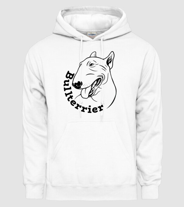 Bull Terrier model alb pe tricou